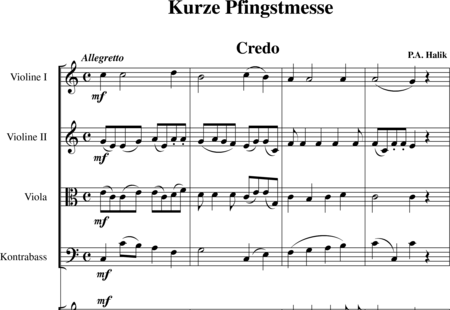 Halik, P.A.: Kurze Pfingstmesse-Partitur, 4. Credo - Chor>SATB+Org+[Vl2+Vla+Kb]:0