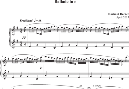 Hecker, Hartmut: Ballade in e (Ballad in E) - Piano:0