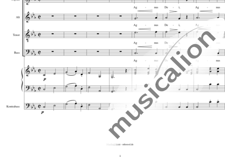 Horák, Václav (Wenzel) Eman: Missa Nr.8-Es Dur-Partitur, 6. Agnus Dei - Chor>SATB+KlarB2+HnEs2+Org+[Vl2+Vla+Kb]:1