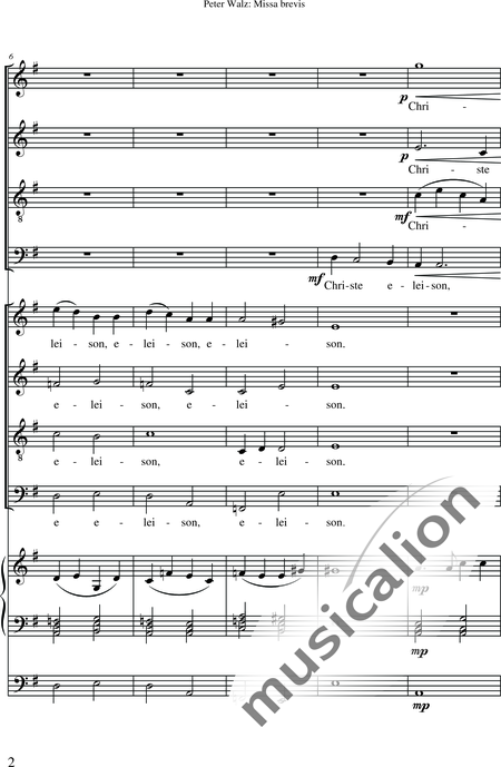 Walz, Peter: Missa brevis - Solo>Sop/Alt/Ten/Bass+Chor>SATB+OrgmP:4