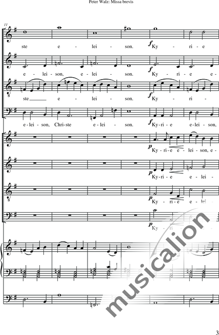 Walz, Peter: Missa brevis - Solo>Sop/Alt/Ten/Bass+Chor>SATB+OrgmP:5