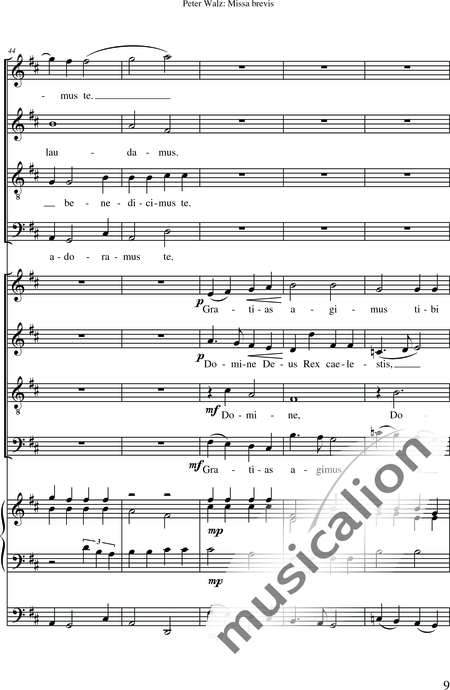 Walz, Peter: Missa brevis - Solo>Sop/Alt/Ten/Bass+Chor>SATB+OrgmP:11