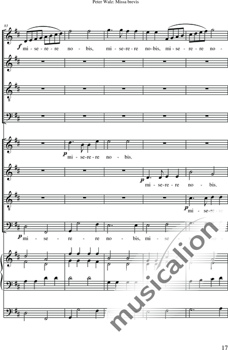 Walz, Peter: Missa brevis - Solo>Sop/Alt/Ten/Bass+Chor>SATB+OrgmP:19