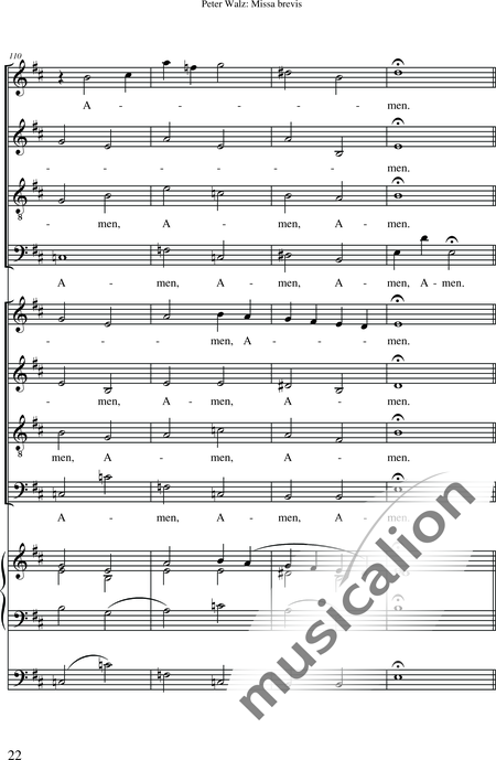 Walz, Peter: Missa brevis - Solo>Sop/Alt/Ten/Bass+Chor>SATB+OrgmP:24