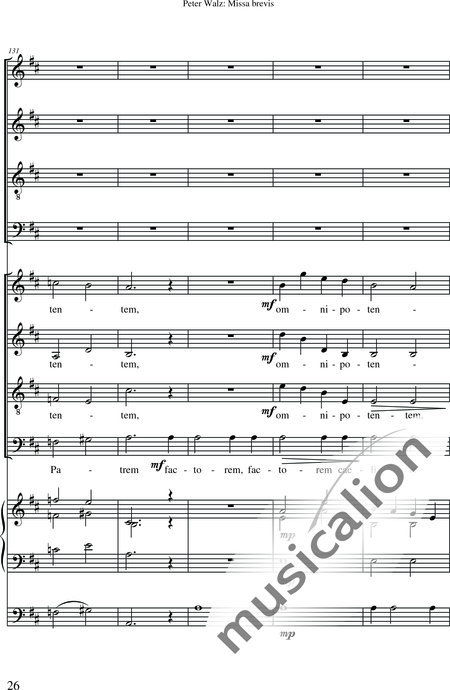 Walz, Peter: Missa brevis - Solo>Sop/Alt/Ten/Bass+Chor>SATB+OrgmP:28