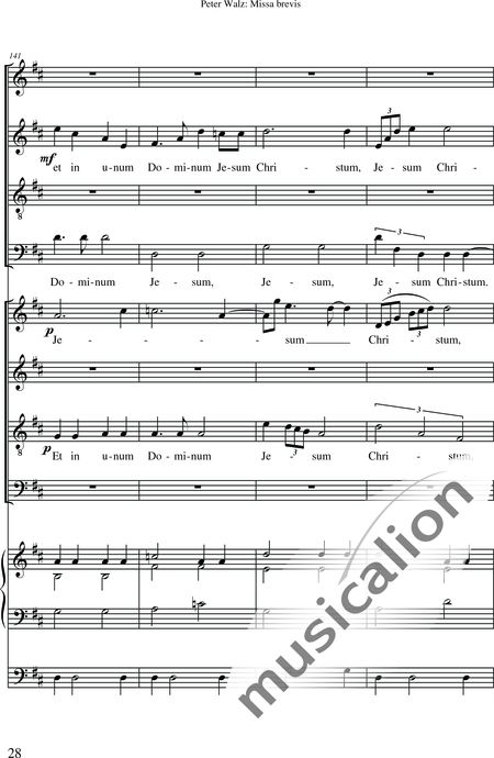 Walz, Peter: Missa brevis - Solo>Sop/Alt/Ten/Bass+Chor>SATB+OrgmP:30