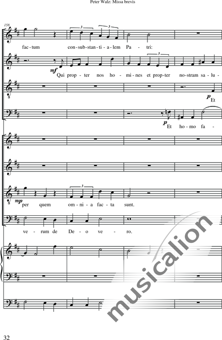 Walz, Peter: Missa brevis - Solo>Sop/Alt/Ten/Bass+Chor>SATB+OrgmP:34