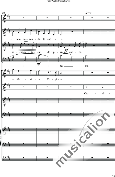 Walz, Peter: Missa brevis - Solo>Sop/Alt/Ten/Bass+Chor>SATB+OrgmP:35