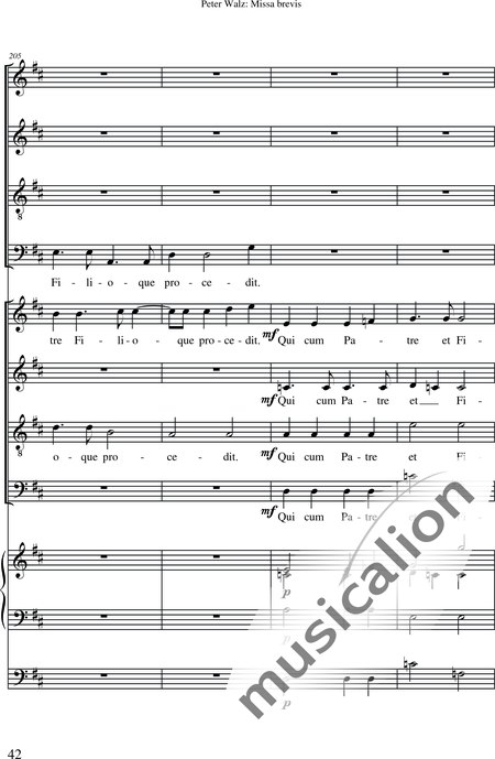 Walz, Peter: Missa brevis - Solo>Sop/Alt/Ten/Bass+Chor>SATB+OrgmP:44
