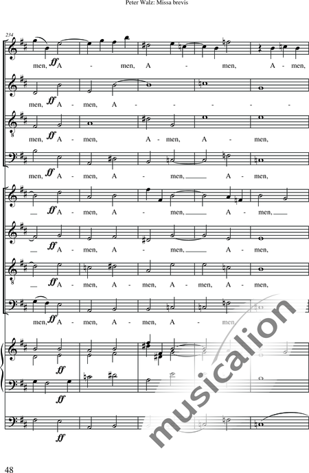 Walz, Peter: Missa brevis - Solo>Sop/Alt/Ten/Bass+Chor>SATB+OrgmP:50