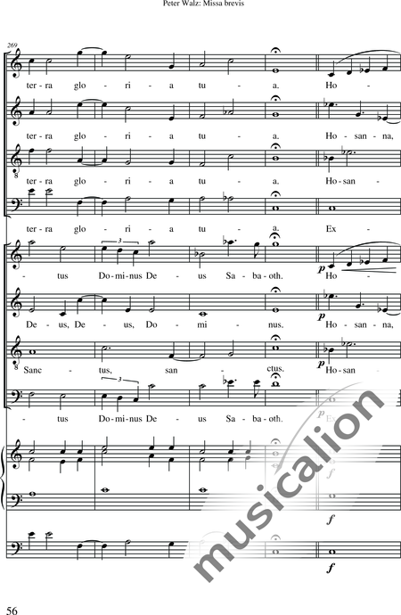 Walz, Peter: Missa brevis - Solo>Sop/Alt/Ten/Bass+Chor>SATB+OrgmP:58