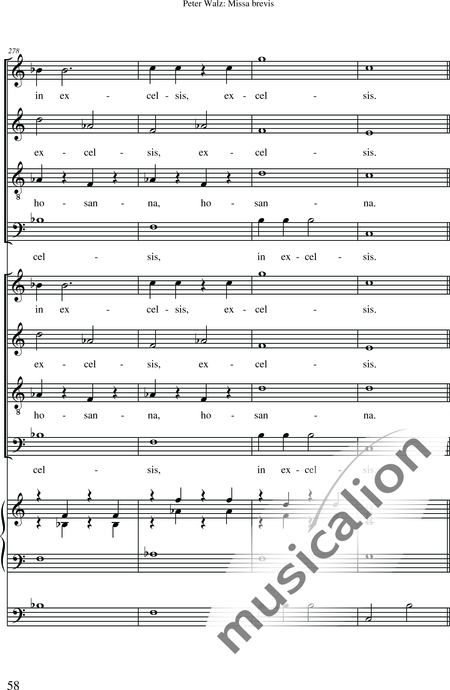 Walz, Peter: Missa brevis - Solo>Sop/Alt/Ten/Bass+Chor>SATB+OrgmP:60