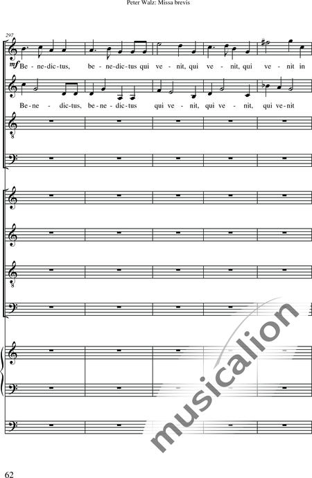 Walz, Peter: Missa brevis - Solo>Sop/Alt/Ten/Bass+Chor>SATB+OrgmP:64
