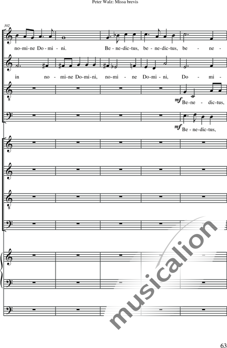 Walz, Peter: Missa brevis - Solo>Sop/Alt/Ten/Bass+Chor>SATB+OrgmP:65