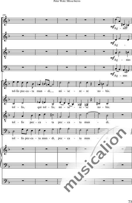 Walz, Peter: Missa brevis - Solo>Sop/Alt/Ten/Bass+Chor>SATB+OrgmP:75
