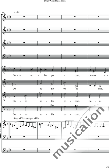 Walz, Peter: Missa brevis - Solo>Sop/Alt/Ten/Bass+Chor>SATB+OrgmP:77