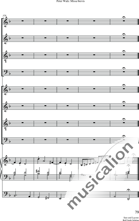 Walz, Peter: Missa brevis - Solo>Sop/Alt/Ten/Bass+Chor>SATB+OrgmP:81