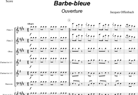 Offenbach, Jacques
: Barbe-bleue - Violín 2+Viola+Violoncello+Contrabajo+Flauta 2+Oboe+Clarinete  2+Fagot+Percusión 4+Trombón+Corno  2+Trompeta  2:0