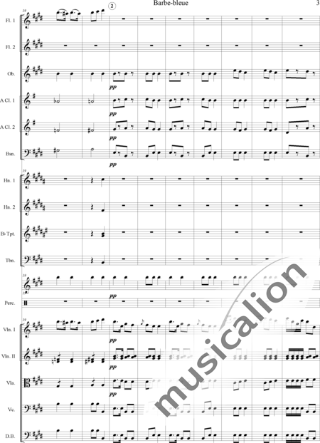 Offenbach, Jacques
: Barbe-bleue - Violín 2+Viola+Violoncello+Contrabajo+Flauta 2+Oboe+Clarinete  2+Fagot+Percusión 4+Trombón+Corno  2+Trompeta  2:3