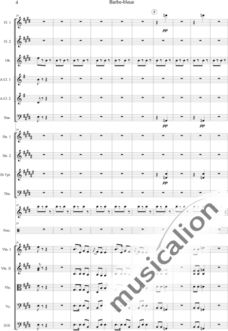 Offenbach, Jacques
: Barbe-bleue - Violín 2+Viola+Violoncello+Contrabajo+Flauta 2+Oboe+Clarinete  2+Fagot+Percusión 4+Trombón+Corno  2+Trompeta  2:4