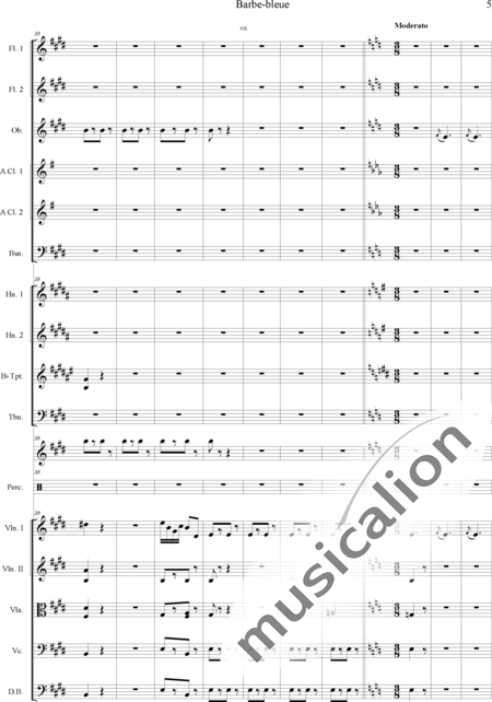 Offenbach, Jacques
: Barbe-bleue - Violín 2+Viola+Violoncello+Contrabajo+Flauta 2+Oboe+Clarinete  2+Fagot+Percusión 4+Trombón+Corno  2+Trompeta  2:5