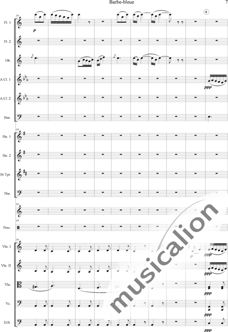 Offenbach, Jacques
: Barbe-bleue - Violín 2+Viola+Violoncello+Contrabajo+Flauta 2+Oboe+Clarinete  2+Fagot+Percusión 4+Trombón+Corno  2+Trompeta  2:7