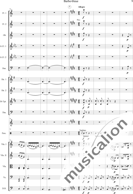 Offenbach, Jacques
: Barbe-bleue - Violín 2+Viola+Violoncello+Contrabajo+Flauta 2+Oboe+Clarinete  2+Fagot+Percusión 4+Trombón+Corno  2+Trompeta  2:9