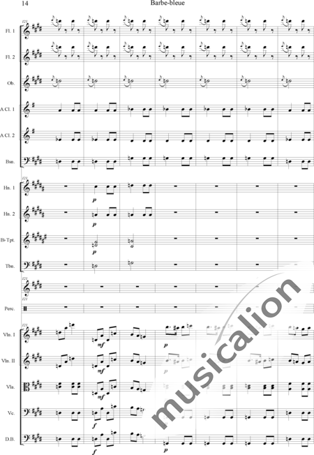 Offenbach, Jacques
: Barbe-bleue - Violín 2+Viola+Violoncello+Contrabajo+Flauta 2+Oboe+Clarinete  2+Fagot+Percusión 4+Trombón+Corno  2+Trompeta  2:14