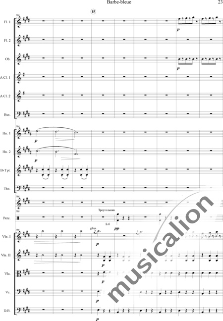 Offenbach, Jacques
: Barbe-bleue - Violín 2+Viola+Violoncello+Contrabajo+Flauta 2+Oboe+Clarinete  2+Fagot+Percusión 4+Trombón+Corno  2+Trompeta  2:23