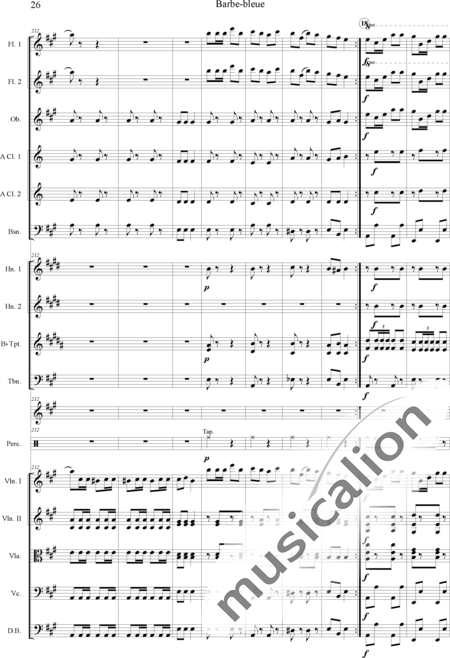 Offenbach, Jacques
: Barbe-bleue - Violín 2+Viola+Violoncello+Contrabajo+Flauta 2+Oboe+Clarinete  2+Fagot+Percusión 4+Trombón+Corno  2+Trompeta  2:26