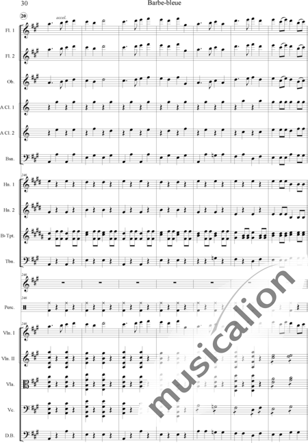 Offenbach, Jacques
: Barbe-bleue - Violín 2+Viola+Violoncello+Contrabajo+Flauta 2+Oboe+Clarinete  2+Fagot+Percusión 4+Trombón+Corno  2+Trompeta  2:30