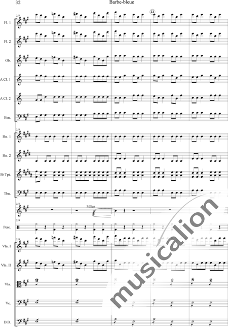 Offenbach, Jacques
: Barbe-bleue - Violín 2+Viola+Violoncello+Contrabajo+Flauta 2+Oboe+Clarinete  2+Fagot+Percusión 4+Trombón+Corno  2+Trompeta  2:32