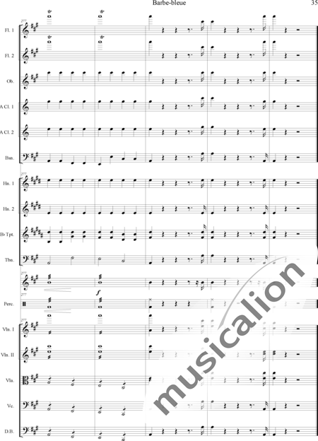 Offenbach, Jacques
: Barbe-bleue - Violín 2+Viola+Violoncello+Contrabajo+Flauta 2+Oboe+Clarinete  2+Fagot+Percusión 4+Trombón+Corno  2+Trompeta  2:35