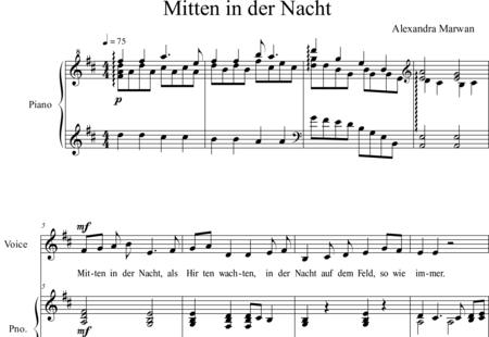 Mitten in der Nacht Alexandra Marwan Noten zum Download