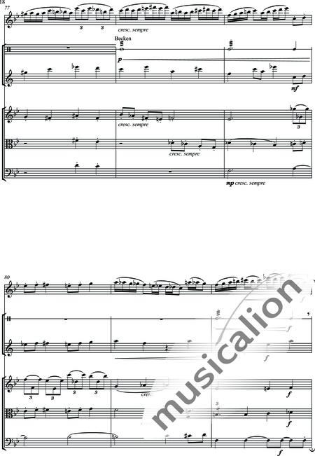 Zeumer, Gerhard: Four characters for flute, 2 percussionists and string trio - Violín+Viola+Violoncello+Flauta+Percusión 2:18