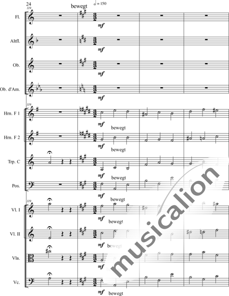 Schaepers, Felix: Thoughtful - worn - Violín 2+[Fl2+Ob2]+[Cr2+Trb+Trp]+[Vla+Vc]:24