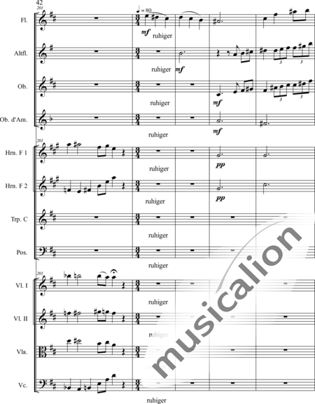 Schaepers, Felix: Thoughtful - worn - Violín 2+[Fl2+Ob2]+[Cr2+Trb+Trp]+[Vla+Vc]:42