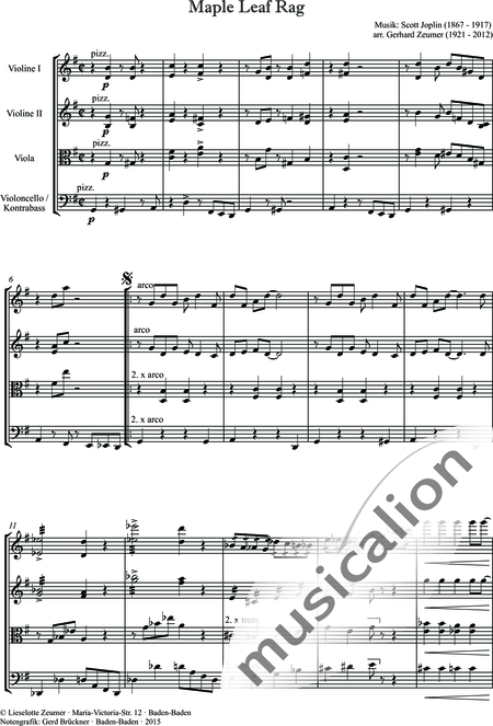Joplin, Scott: Maple Leaf Rag - Violoncello+[Vl2+Vla]:2