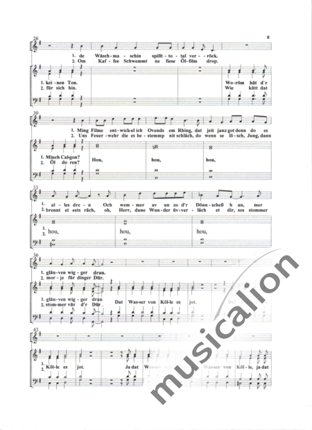 Bätzing, Rudolf: Dat Wasser vun Kölle - Solo>X+Coro>SATB+Pno:2