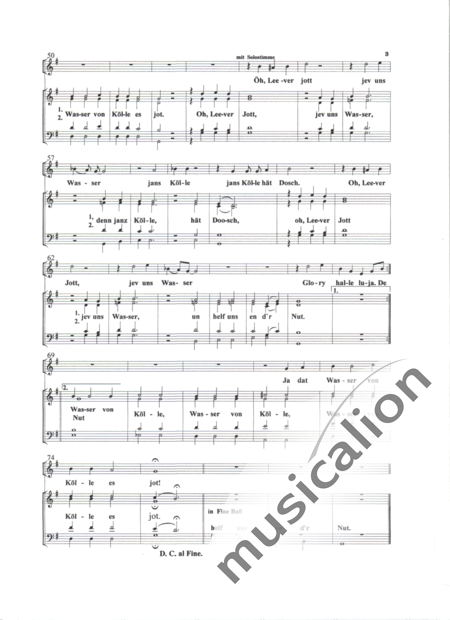 Bätzing, Rudolf: Dat Wasser vun Kölle - Solo>X+Coro>SATB+Pno:3