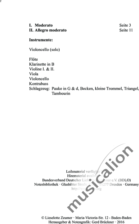 Bartók, Béla: Rhapsody Nr. 1 - Violoncello 2+[Fl+Klar]+Pk+[Vl2+Vla+Kb]:2