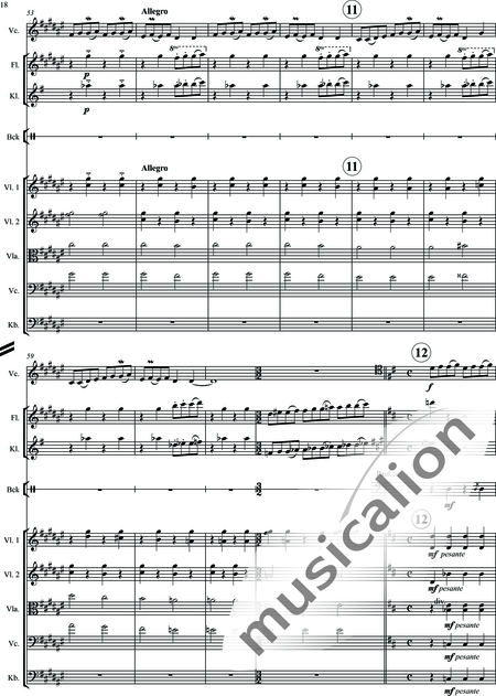 Bartók, Béla: Rhapsody Nr. 1 - Violoncello 2+[Fl+Klar]+Pk+[Vl2+Vla+Kb]:18