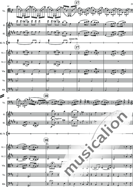 Bartók, Béla: Rhapsody Nr. 1 - Violoncello 2+[Fl+Klar]+Pk+[Vl2+Vla+Kb]:21