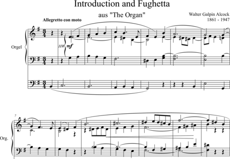 Alcock, Walter Galpin: Introduction and Fughetta E-minor - Órgano>cPed:0