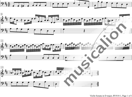 Vivaldi, Antonio: Violin Sonata D-major - Violín+Violoncello:1