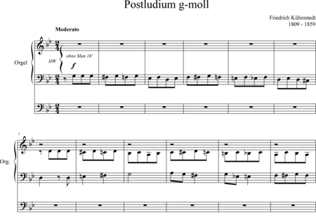 Kühmstedt, Friedrich: Postludium g-moll - Orgel>mPed:0