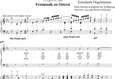 Lägel, Johann Gottlieb: Festmusik zu Ostern (Festival Music for Easter) - Choir>SATB+Organ:0