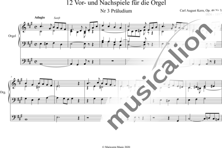 Kern, August: Zwölf Vor- und Nachspiele, Praeludium Nr. 3 A-Dur ( Twelve preludes and postlude - Organ>wped:0