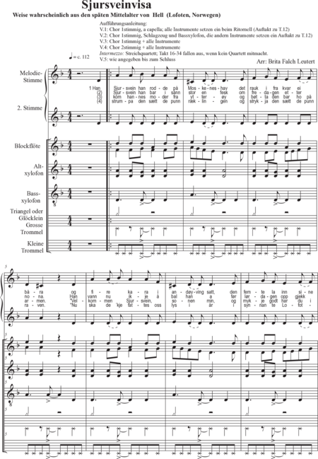 Leutert, Brita Falch: Carl Orff Competition 2020 Sjursveinvisa - Choir>S+Rec+[Xyl3+Perc]+[Vln2+Vla+Vlc+Db]:0