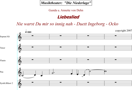 von Dehn, Gunda: Nie warst du mir so innig nah - Chor>SAT+Fl2+Pos+Px+Hf+|aI+Vl+Sy:0